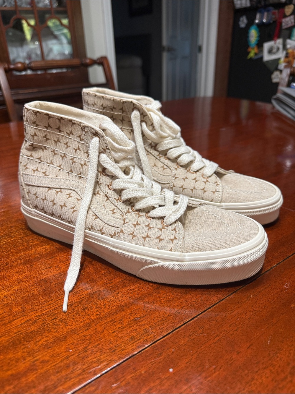 VANS Sk8-Hi Tapered Shoes High Top Beige Canvas - Picture 2 of 9